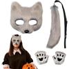 Generico Copertina di di Halloween, set coda di copertura della,Abbigliamento peloso morbido Copertina gatto Copertina di guanti set di zampe - Accessori cosplay, copertina realistica per animali per Hallowee