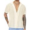 FEOYA Camicia in pizzo da uomo, maglietta a rete, a maniche corte, per discoteca, feste, rave