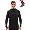 Merino.tech 100% Lana Merino Dolcevita Uomo - Maglia Termica + Calzini | Maglione 2 Stili Di Collo,Non Pizzica Calore e Stile Casual, Protezione e Traspirabilità Ideali Per Il Trekking e Lo Sci