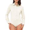Allegra K Camicia Bottoni Body Donna Maniche Lunghe Lavoro Colletto