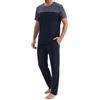 Uniexcosm Pigiama Uomo in Cotone, Completo Due Pezzi con Maglia a Maniche Corte e Pantaloni Lunghi