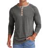 PrinStory Henley - Maglietta da uomo a maniche lunghe, in cotone | Camicia Casual Abbottonata Grandad Top