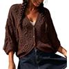Generisch Cardigan da donna autunnale in cashmere, soffice cardigan di lana con bottoni, felpato sul davanti, lavorato a maglia, tinta unita, morbido, corto, per primavera e autunno