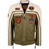 Top Gun TG 1005 - Giacca in pelle, colore: nero/arancione