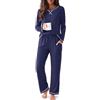 Ekouaer Pigiama Donna Lungo 100% Cotone Pigiama Girocollo Tuta da Casa | Traspirante e Delicato Sulla Pelle, Pantaloni Pigiama con Tasche, Loungewear Leggero per Donna, per Dormire e Tempo Libero