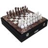 Italfama Set Scacchi Marmo Italiano Italfama 30cm Custodia In Pelle Fatto A Mano