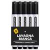 Smart Panda 5 Pennarelli per Lavagna Bianca Cancellabile - Punta Grossa a Proiettile, Subito Asciutti, Presa Facile per Bambini, Inchiostro Atossico Inodore - Set da 5, Nero