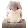 YunNasi 50cm Peluche Criceto Cuscino Peluche Coccolone di Hamster con Coperta 100cm x170cm ,Grigio