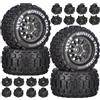 RcThjia MX28 Pneumatici da 2,8 pollici e ruote pre-incollati All-Terrain MT pneumatici con esagoni da 12 mm/14 mm - 1/10 Scala RC pneumatici per camion ARRMA Big Rock, Granite, Senton, Vorteks & Traxxas Slash