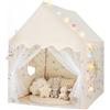 FUNYKICH Tenda da Gioco per Bambini,Tenda Casetta da Gioco 120x100x130 CM con Luci LED, Tenda Tipi con Borsa Portaoggetti,Struttura in Metallo per Decorare la Cameretta,Regalo per Bambini 3-12 Anni