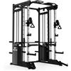 Fitness Tech Multistazione Palestra Home Gym Smith Machine S8000 150 kg con 2 Torri Pesi | Macchina Palestra Multifunzione con Lat Machine, Pulegge 2:1 e Barra Guidata