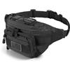 Genérico SOWHUP Marsupio tattico, Marsupio militare con toppa americana, marsupio per esterni, pesca, escursionismo, nero (4 tasche con cerniera), S, marsupio tattico, nero (4 tasche con cerniera), S