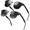LINVO Occhiali da Sole Polarizzati Semi Rimless per Uomo Donna, Occhiali Classici Retro Metà Montatura Protezione UV