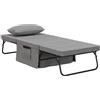 HOMCOM Pouf Letto Pieghevole 4 in 1 con Schienale Reclinabile a 5 Livelli Grigio