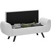 HOMCOM Panca Contenitore con Braccioli in Tessuto e Legno 132x42x50 cm Grigio