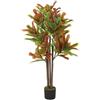 HOMCOM Pianta Finta di Croton in PEVA e Legno 55x55x120 Multicolore