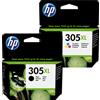 HP 2 CARTUCCE HP 305XL 1 BK + 1 TRICOLOR ORIGINALI 3YM62AE + 3YM63AE