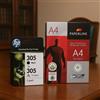 HP 305 Nero + 305 Colore Cartucce d'Inchiostro - 6ZD17AE + Risma carta A4 80 Gr.