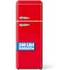 BAKAJI Frigorifero 240 Litri Doppia Porta Design Anni 50, Frigo con Congelatore Salvaspazio, Silenzioso, Temperatura Regolabile, Alto Livello di Stoccaggio, 54.5 x 54.5 x 147 cm (Rosso)