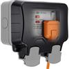 British General BG Electrical WP22RCD - Presa a muro per esterni con interruttore differenziale (RCD) con 2 prese 13 A e involucro impermeabile con grado di protezione IP66