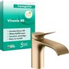 hansgrohe Vivenis 75012140 - Miscelatore per lavabo senza scarico, con beccuccio, altezza 80 mm, risparmio idrico (EcoSmart), bronzo spazzolato