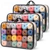 Dexpally 3 contenitori trasparenti antipolvere per lana, 40 x 30 x 10 cm, con cerniere e manico, per ferri da maglia, uncinetti, gomitoli di filato