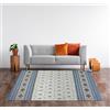 Il Gruppone Passione Casa Tappeto Arredo Modero in Ciniglia Made in Italy Disegni Piazzati Cotone Misure Grande Sala Cucina Camera Passatoia Antiscivolo - Loom/Azzurro - 65x115 cm