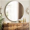 BEAUTYPEAK Specchio rotondo da 100 cm, con cornice in alluminio infrangibile, da parete, da bagno, può essere appeso o appoggiato, adatto per camera da letto, bagno, soggiorno, colore argento