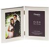 Hampton Frames Woburn Cornice Foto Doppia 4x6 (10x15 cm) Argento Incisibile, Larga 22 mm, Vetro, Retro Velluto Grigio, Da Tavolo o Parete, Apertura Slide In