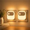 Emeritpro Luce notturna con sensore di movimento, 2 luci notturne con presa | Luce notturna dimmerabile, 30/60/100 lm, luce con sensore di movimento ambra, per cameretta dei bambini, corridoio, scale