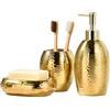 Lunaicorn Set di 3 dispenser di sapone in ceramica, set di accessori per il bagno, portasapone e tazza di lusso (strisce)