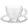 H&H Royal Norfolk Pearls Aurea - Set 2 Tazze da Caffè con Piattino in Vetro Trasparente, 90 cc, Lavabili in Lavastoviglie, Tazzine Eleganti per Espresso