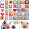 Reessy Kit per uncinetto per principianti adulti, 50 modelli nonna quadrato all'uncinetto kit con video tuturial passo-passo, filato di 18 colori, kit per uncinetto per principianti per adulti per