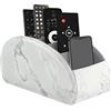 WAYIFON Supporto per telecomando con 5 tasche, grande supporto per TV, DVD, 4 K Stick e Bluray, telecomando per penne, L-marmo bianco