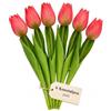 MIJOMA Tulipani artificiali, fiori artificiali, Real Touch, decorazione da tavolo (6 pezzi, lunghezza 19 cm, rosa)