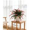 Leflos Schlumbergera truncata artif., cactus Ringraziamento, 2 pz rosso | Schlumbergera artificiale 30 cm in vaso, 2 steli, 50 cm, fiori rossi, senza cura, decoro per casa e ufficio