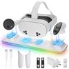 LYtech Charging Dock for Meta Quest 3S Charging Stand for Quest 3S Magnetic Charger Station for VR Headset & Controllers with RGB Light, 2 Batteries ＆ UK Adapter, Quest 3s Accessories Gift