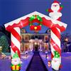 Danxilu Arco Gonfiabile Natale Esterno 3m Gigante con Babbo Natale e Gnomo | Gonfiabili Natalizi Esterni Decorazione con Luci LED per Giardino Feste Prato Cortile
