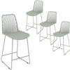 JIJIAN Set di 4 Sgabelli da Bar, Sgabello Alto Cucina 65cm, Verde | Seduta in PP e Schienale a Ventaglio, Struttura in Metallo Robusta, Sedia per Bar Bancone Caffetteria, Interno ed Esterno