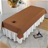 Morbuy Lenzuolo Impermeabile per Lettino da Massaggio Spa con Foro per Il Viso, in Morbido Poliestere Lavabili, Copertura Protettiva per Lettino da Massaggio di Bellezza (120x230cm,Marrone)