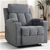 Simore Poltrona relax manuale con funzione reclinabile e portabevande perTV | con poggiapiedi e poggiatesta morbido, portata fino a 150 kg, colore: grigio