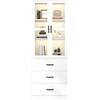 Azkoeesy Vetrina espositiva alta 200 cm Bianco con LED e cassetti | Ante in Vetro, luci LED RGB con controllo App, libreria, Mobile alto, per soggiorno / ufficio / studio, 60 x 40 x 200 cm