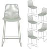 JIJIAN Set di 6 Sgabelli da Bar, Sgabello Alto Cucina 65cm, Verde | Seduta in PP e Schienale a Ventaglio, Struttura in Metallo Robusta, Sedia per Bar Bancone Caffetteria, Interno ed Esterno