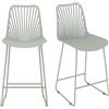 JIJIAN Set di 2 Sgabelli da Bar, Sgabello Alto Cucina 65cm, Verde | Seduta in PP e Schienale a Ventaglio, Struttura in Metallo Robusta, Sedia per Bar Bancone Caffetteria, Interno ed Esterno