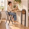 Xinyvee Sgabello Pieghevole Portatile Industriale, Set da 1 Sgabello Alto Cucina Effetto Legno Senza Montaggio 61cm, Sedia Alta per Balcone Angolo Caffè