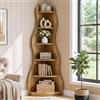 Tribesigns Libreria Angolare Ondulata 175 cm, Scaffale a 6 Ripiani Design Moderno, Mensola Angolo Salva Spazio per Soggiorno, Ufficio e Camera, Mobile Espositore Alto, Marrone Rustico
