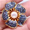 PNG Anello In Argento Sterling 925 Con Perla Bianca, Zaffiro E Zircone 7 mm Mis. 6.5