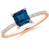 Handmade Naturale London Topazio Blu Con Rosa Placcato Oro 925 Argento Anello #3886