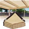 Nucalt Rete Telo Ombra con Occhielli, 2mx3m Telo Ombreggiante, Rete Ombreggiante con Occhielli, Tessuto Ombra per Balcone Terrazzo Recinzione Giardino Fence Kennel Camping Beige