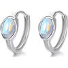 IMINI Piccoli orecchini a cerchio con pietra di luna, per donne e ragazze, in argento sterling 925, con cristalli rotondi Huggie